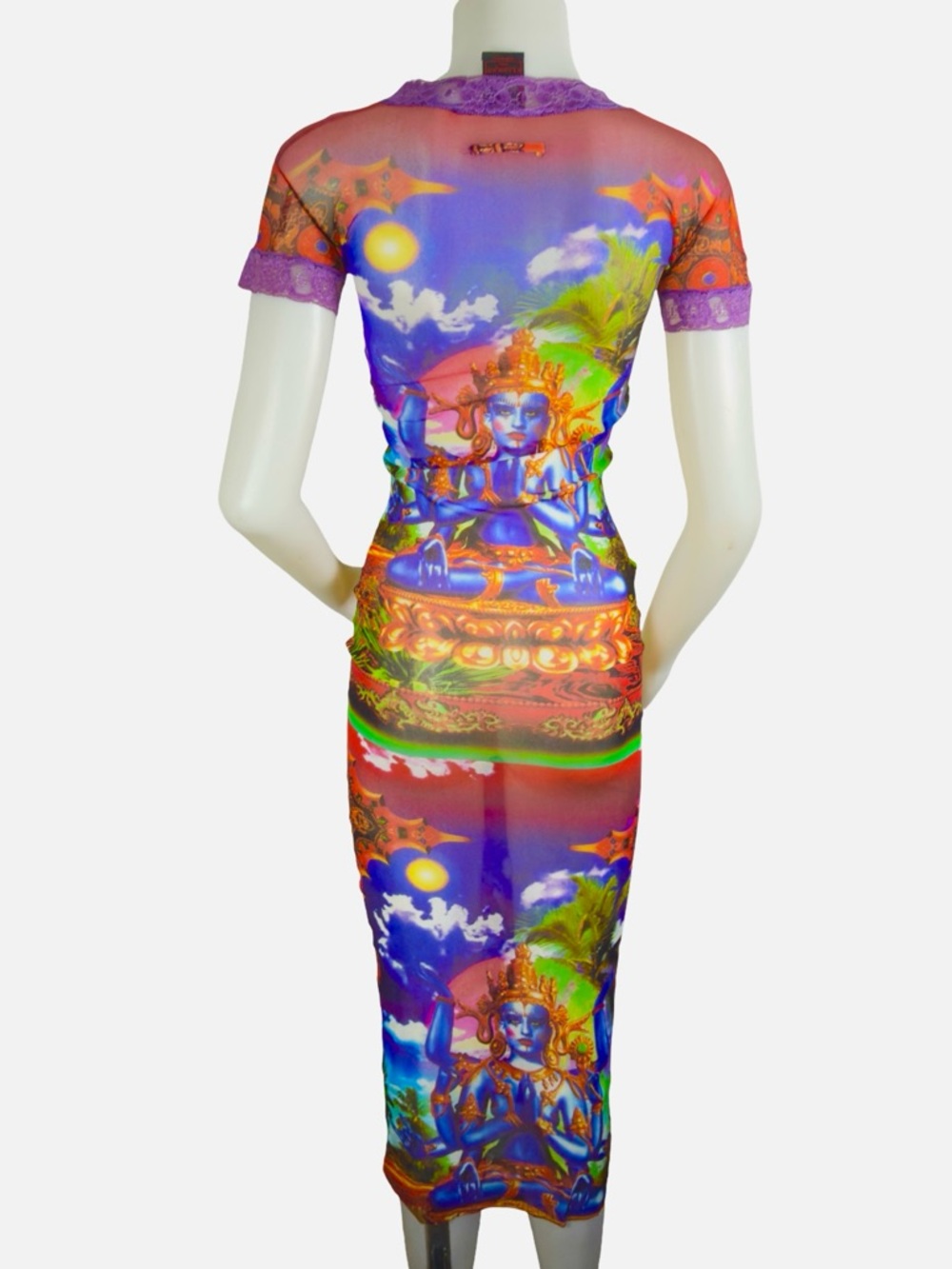 RARE Archive Jean Paul Gaultier SS97 Shiva Print Mesh Dress - Maille Classique - Picture 6 of 13